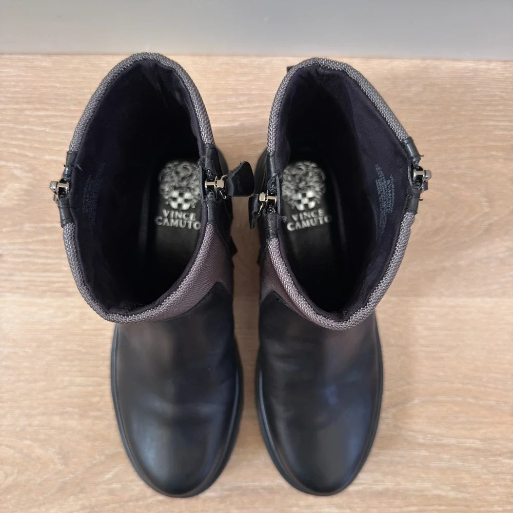 Vince‎ Camuto Women's VC-Kaskona Black/Kale Leather Ankle Bootie US 8.5M